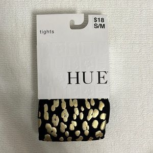 NWT Hue Tights Size S/M Black with Gold Pattern